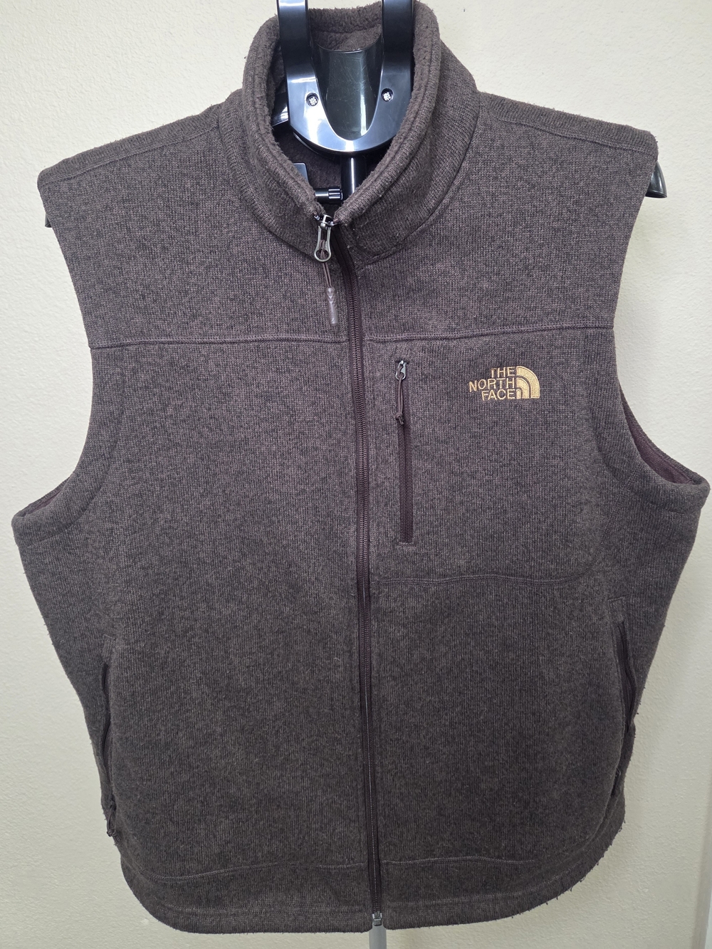 The North Face Brown Mens Fleece Vest with Chest Zip Pocket